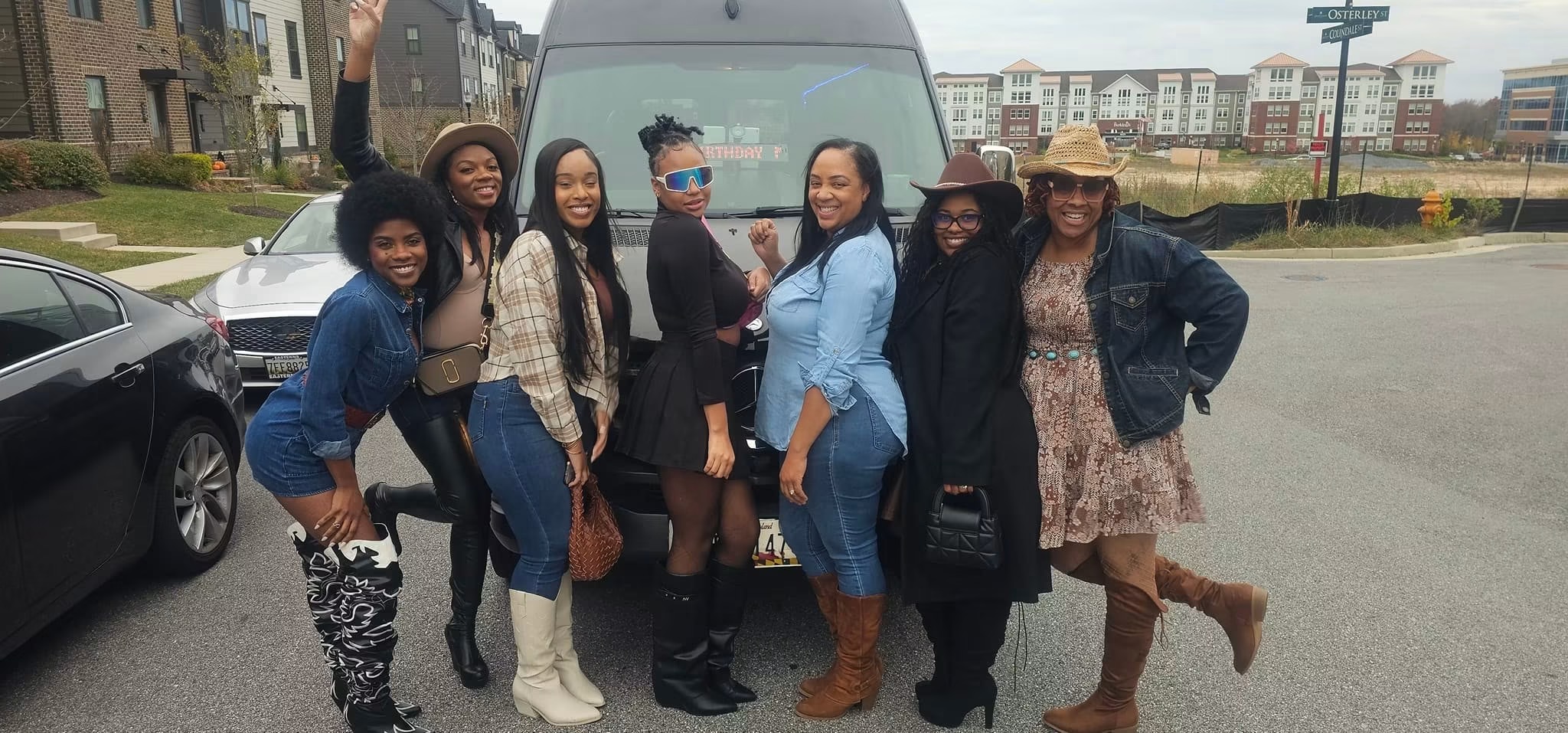 Group in front of Mercedes Sprinter